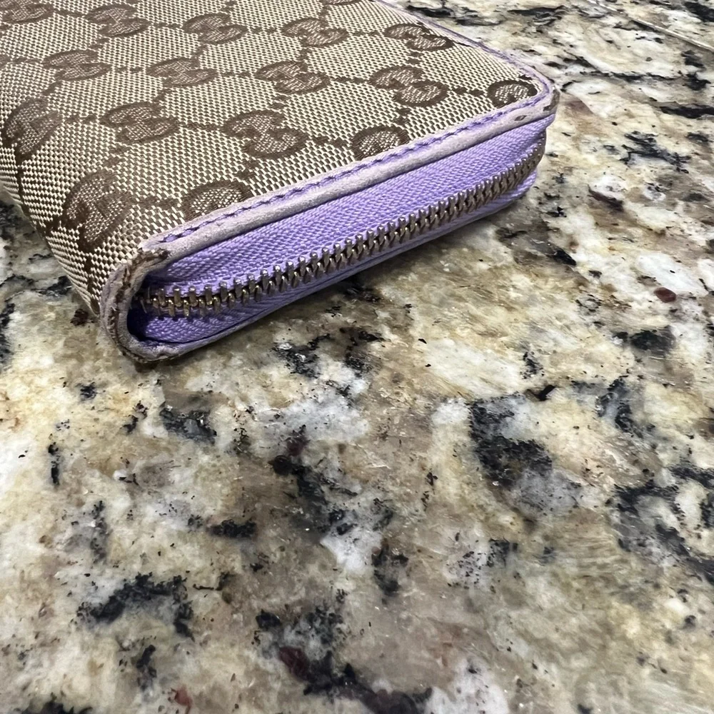 Gucci Brown and Purple Monogram Wallet - Picture 13 of 15